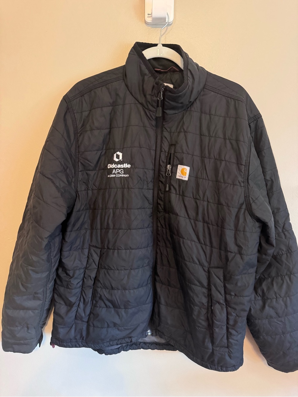 Carhartt Men's Black Quilted Insulated Jacket - Logo Embroidered